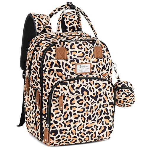 Image of RUVALINO Diaper Bag Backpack, Multifunction Travel Back Pack Maternity Baby Changing Bags, Large Capacity, Waterproof, Yellow Leopard