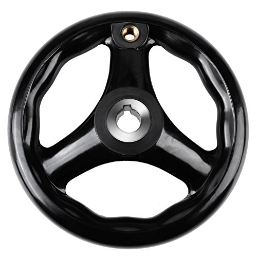 Beufee 2PCS Hand Wheel, Plastic Hole Diameter 12mm Outer Diameter 125mm Handle Height 8cmmm Black Round 3 Spoke Hand Wheel