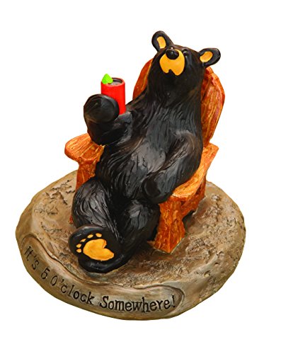DEMDACO 5 O'Clock Somewhere Black Bear 3 x 3 Hand-cast Resin Figurine Sculpture