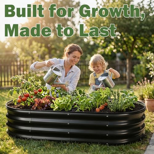 Image of 2 PCS Galvanized Raised Garden Bed 4x2x1 Ft, Oval Metal Outdoor Planter Box Kit with Safety Rubber Edge, Easy Assemble Bottomless Large Planting Container for Vegetable, Flower, Fruit, Grey