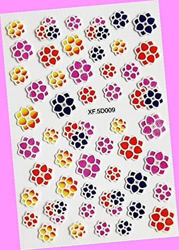 Paint Drip Embossed Flowers Rose Periwinkle Mallow Cameo 3D Nail Art Sticker 5d009 for Nails Design Nail Art Stickers Decals Supplies Manicure Tips Sticker Colorful for Nail Decorations