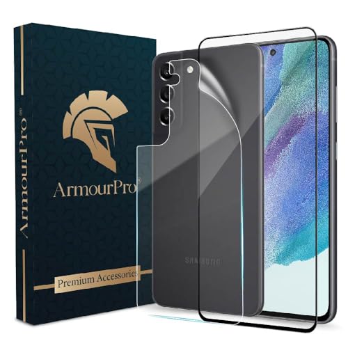 Image of ArmourPro Tempered Glass Compatible for Samsung Galaxy S21 FE 5G (6.4 Inch) With Back Nano Membrane, Edge-to-Edge Protector Coverage With Easy Cleaning Kit | Black