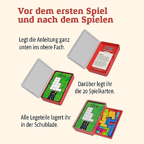 KOSMOS 695248 Ubongo! Brain Games, Knobel-Spaß für 1 Person, Gehirn-Jogging mit 200 Aufgaben, Verschiedene Levels, handliche Box für unterwegs, Brain Teaser ab 8 Jahre, Konzentrationsspiel