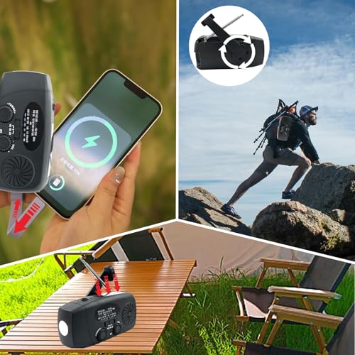 image for Rumenglai Portable 2000mAh Hand Crank Emergency Solar Panel SOS Weathe