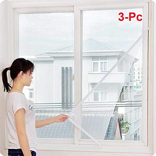 Divayanshi Window Net 4/4ft(120/120cm) 47/47in(White) Window Net (3 Unit) Insect Repellent Insect Fly Bug Mesh Screen- Velcro Model