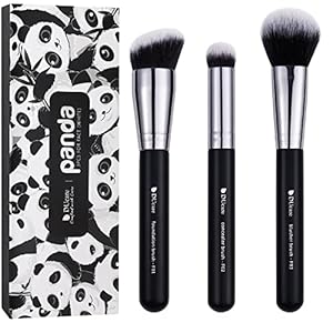 DUcare 3 pcs Face Makeup Brushes Set – Foundation Concealer Blusher Brush Powder Brush Kit Soft Dense Hair for Blending Liquid Cream Buffing Tapered Concealer Contour Necessary Professionally (Black)