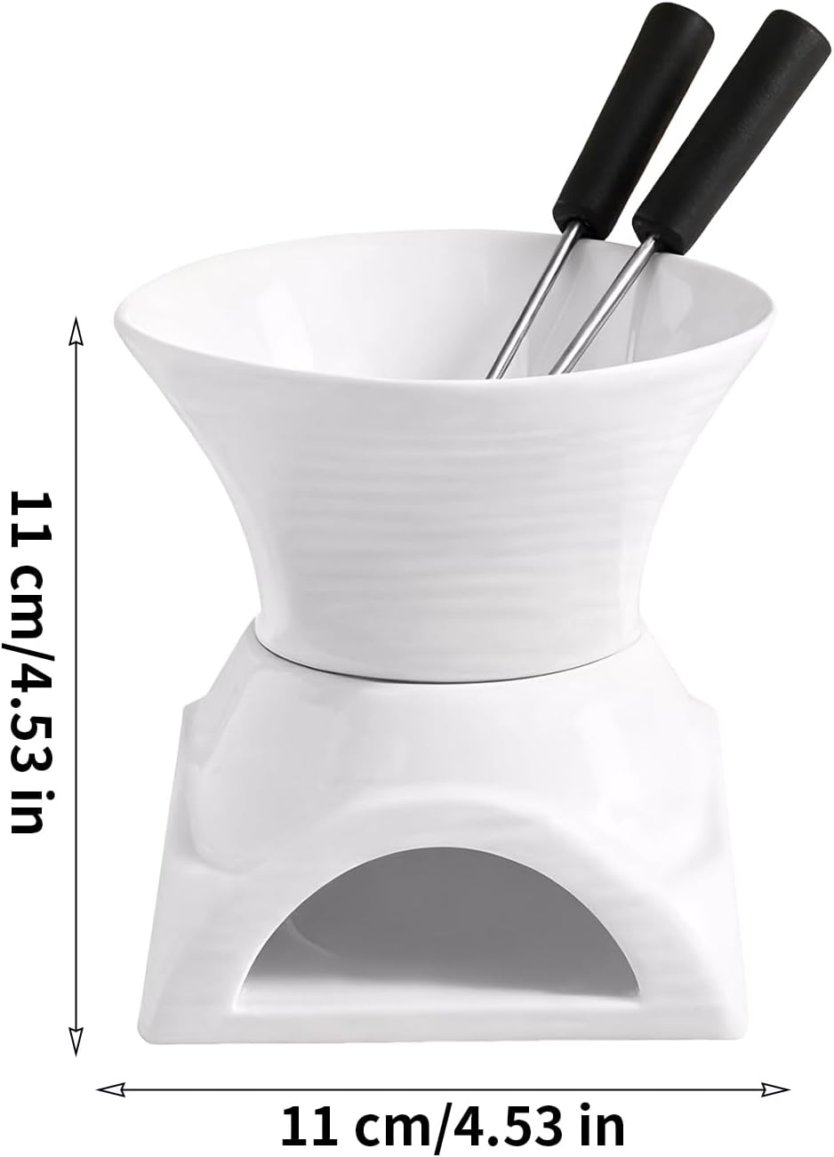 Chocolate Fondue Mug - 220ml Mini Portable Ceramic Melting Cup with Fork, Personal Cheese and Butter Melting Mug, for Caramel Desserts Snacks Candy Milk, Easy Cleanup and Stylish Tableware