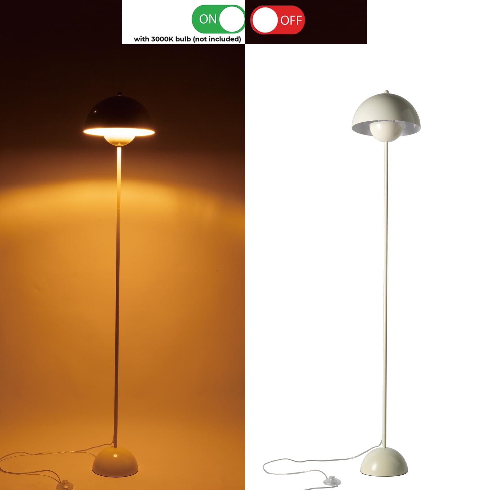 Alpinaluz Nowoczesna Lampa Podłogowa z Podwójnym Metalowym, Minimalistyczny Design w Kolorze Kremowo-Białym, Wysokość 164 cm, Stabilna Podstawa z Włącznikiem Nożnym - Idealna do Salonu i Czytania