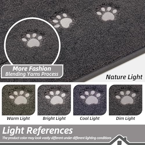 BEQHAUSE Dog Door Mat for Dirty Wet Paws 32"x48", Absorbent Dirt Trapper Entryway Rug Non-Slip Washable Welcome Mat Soft Stain Resistant for Dogs Entry Indoor Door Mat, Dark Grey — view 7