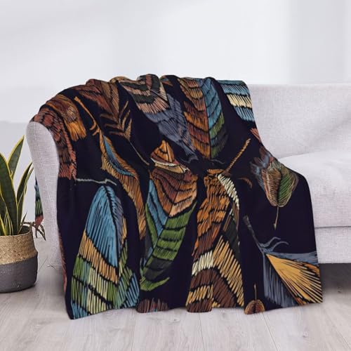 Couverture légère EdWal en microfibre à motif plumes de paon