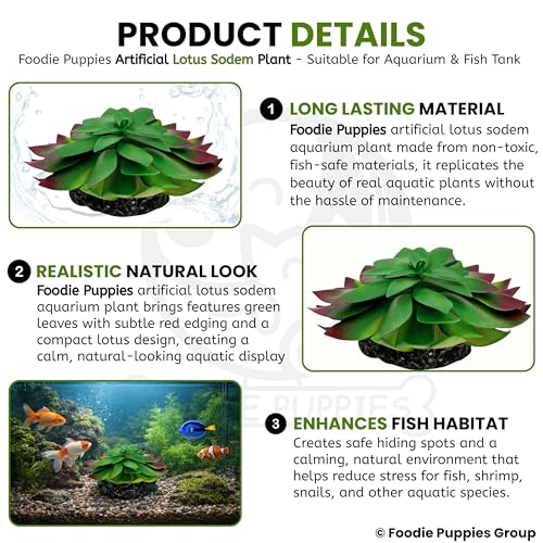 Image of Foodie Puppies Aquarium Plastic Plants with Resin Base Decor - (Lotus Sodem, Small, 6 x 12 x 4 cm) for Fish Tank Ornament Accessories, Household & Office Natural Looking Artificial Plant