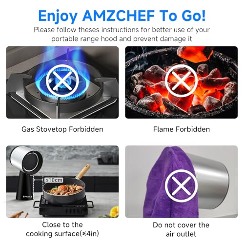 Image of AMZCHEF Portable Range Hood, 3-Speed Desktop Exhaust Vent Fan，Black