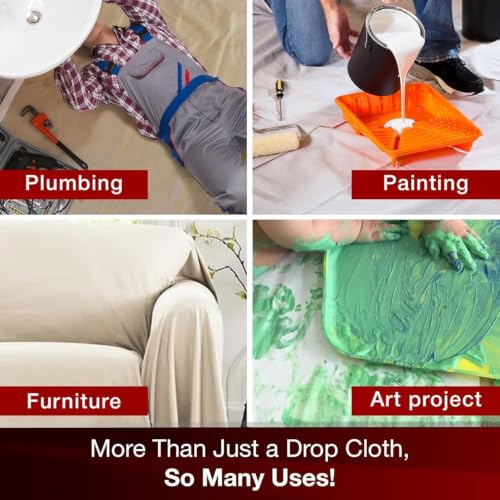Image of Quick Drop 8 Oz Canvas Safety Drop Cloth, 3.5' x 4', (Pack Of 12)