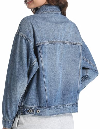 Women's Denim Jackets Long Sleeve Loose Fitted Jean Jacket Coats with Pocket 20252