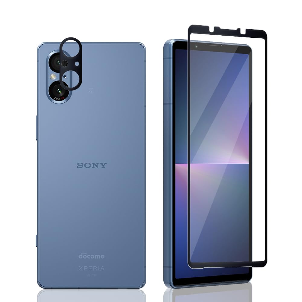 Amazon | 対応 xperia 5 V 用 ガラスフィルム【1枚+1枚】レンズ保護 