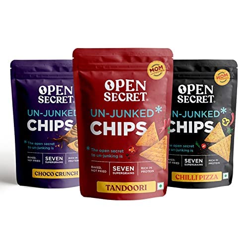 Open Secret Assorted Unjunked Supergrain Chips - 6 Packs - Chilli Pizza - Chocolate Crunch - Tandoori Chips - No Added Maida | Baked | Healthy Snacks Food for Kids | Not Fried | Diet Combo Pack (B09YRKR2SN) Amazon Price History, Amazon Price Tracker
