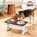 Piskyet Elevated Dog Bowls,Farmhouse Dog Bowls Stand, Raised Dog Bowl with 2 Stainless Steel Wooden Dog Bowl,3.5Cups8.5''H_30 oz Bowl-Farmhouse Style