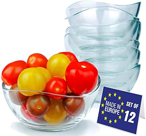 LAV Lot De 6 Bols à Dessert En Verre Cristal Moderne 330 Ml – 100% Sans Plomb, Empilables Et Polyvalents