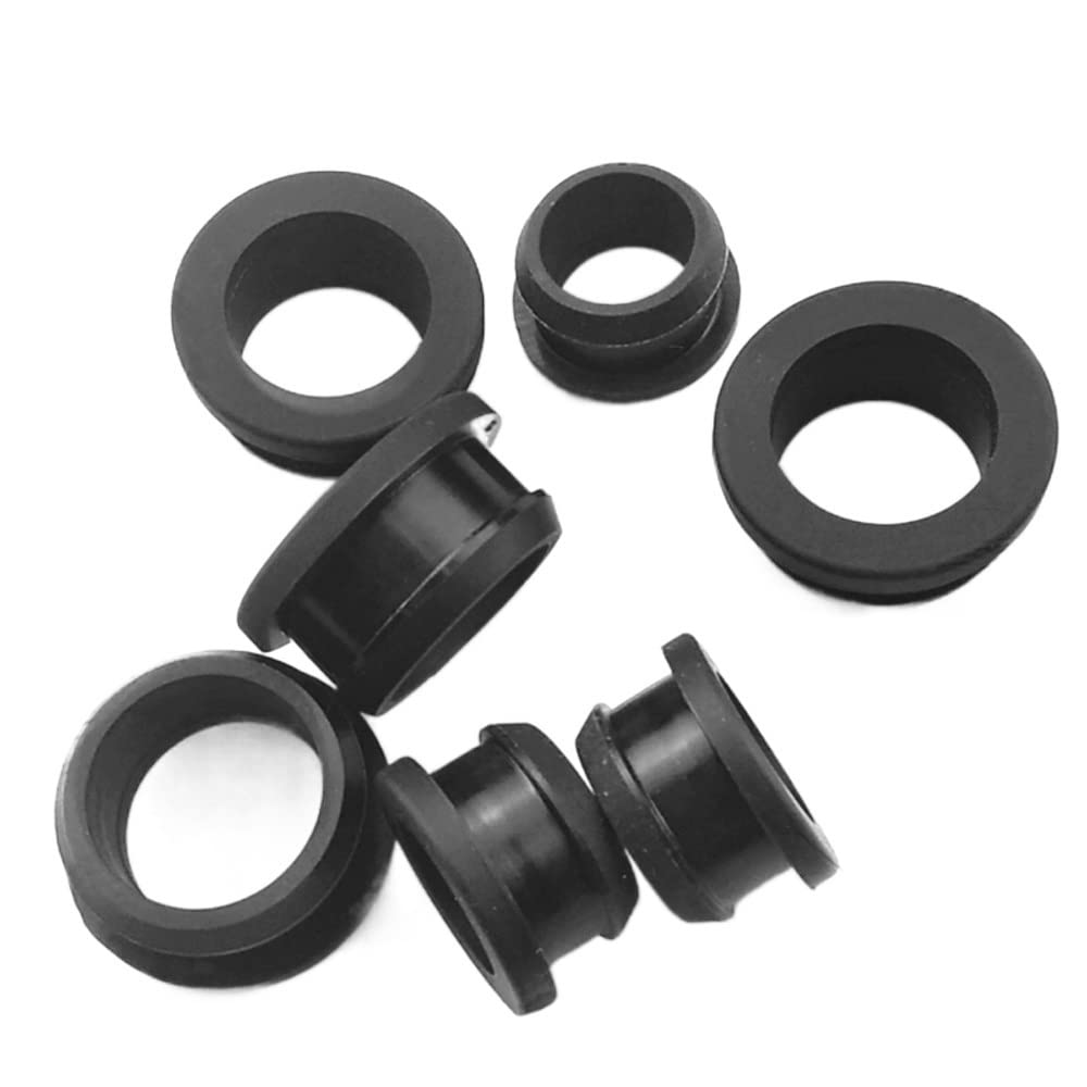 tapón de Goma, 10 Tapones de Silicona Negros con Ojal a presión for Cable Wiprotect