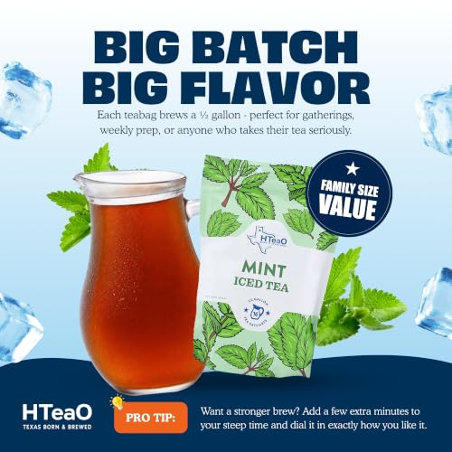 Image of HTeaO Iced Tea Bags - Makes 4 Gallons - Texas Style - Black Tea (Mint)