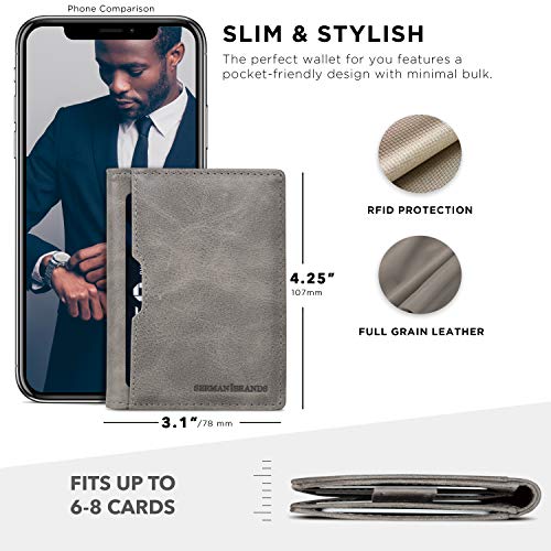 Image of SERMAN BRANDS Wallets for Men Slim Mens leather RFID Blocking Minimalist Card Front Pocket Bifold Travel Thin