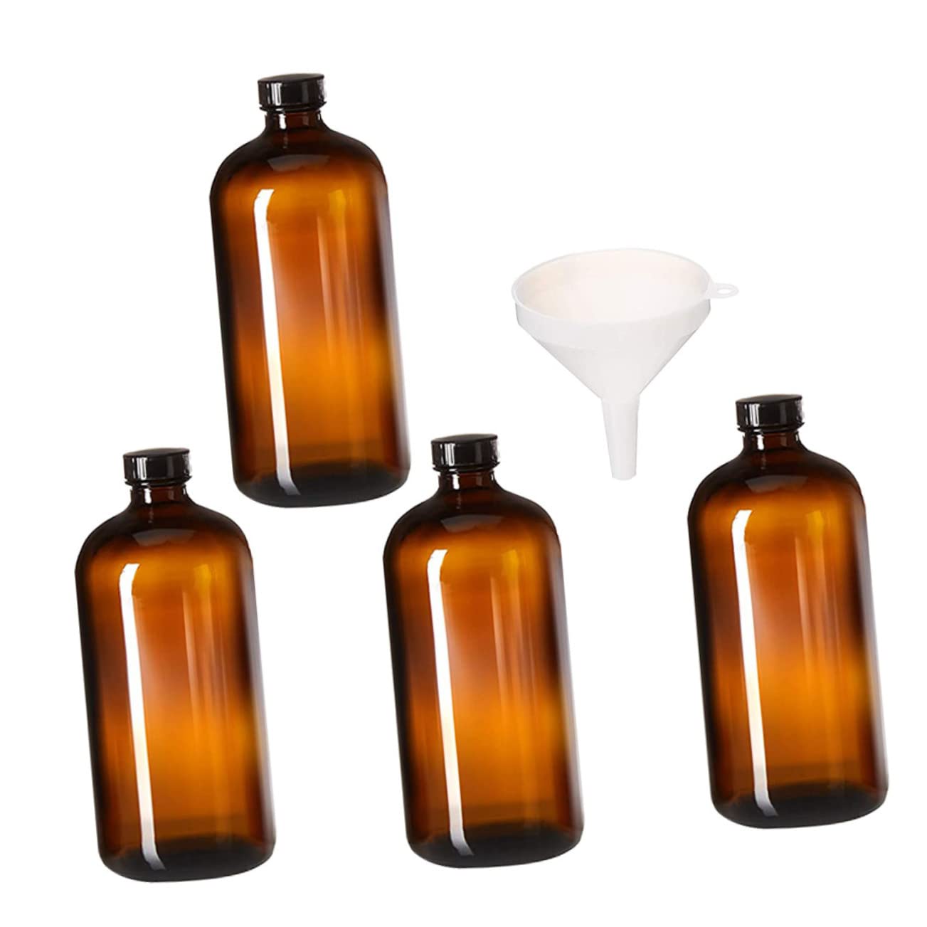 Ciieeo 4Pcs Glass Bottles with Funnel Narrow Mouth Sample Containers Leak Resistant for Lab Use Safe and Easy to Handle Random Color