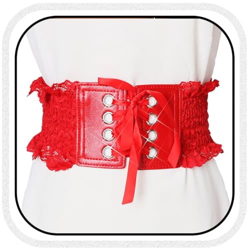 BODIY Lace Elastic Belt Black Lace Wide Belt Vintage Waist Accessories for Women