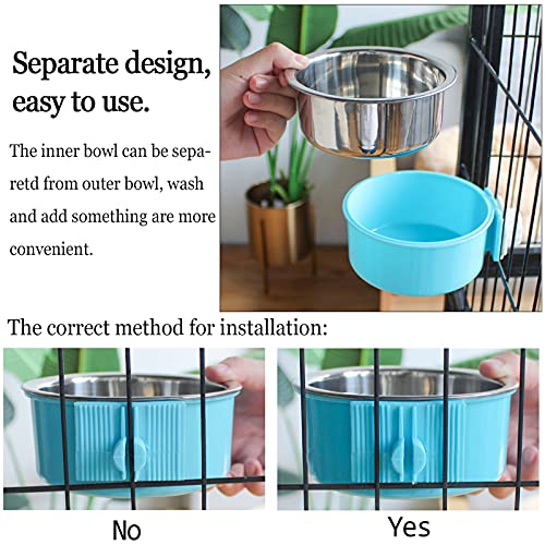 Kathson SPRAY03 Crate Dog Bowl, Removable Stainless Steel Hanging Pet Cage Bowl Food & Water Feeder Coop Cup thumb #5