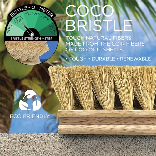 Image of LOLA Deck Scrub Brush, 9 inch x 3.5 inch Head w /Natural Coco Bristles for Outdoor Cleaning, Removes Dirt & Grime from Patios, Decks, Grout, 1 Count