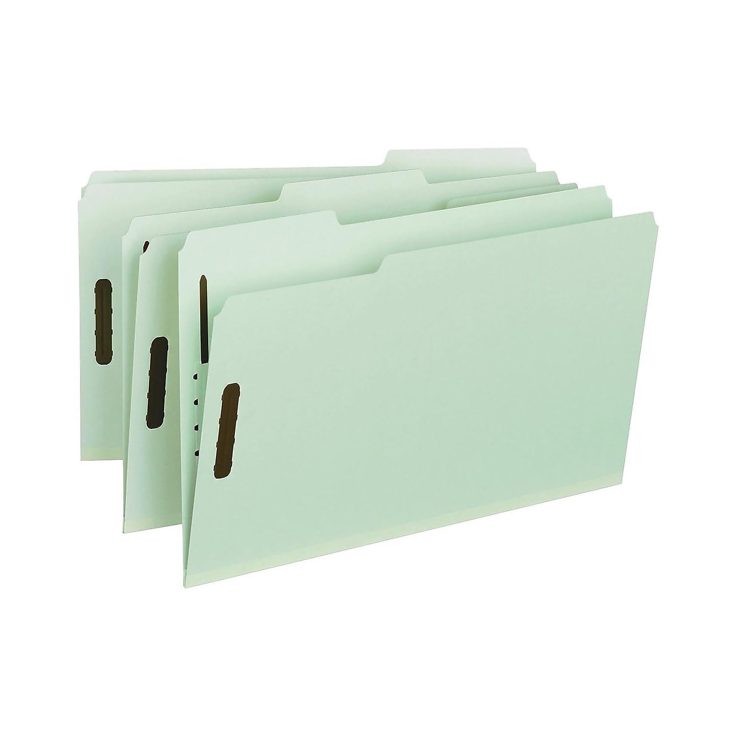 Smead 100% Recycled Pressboard Fastener File Folder, 2 Fasteners, 1/3-Cut Tab, 1" Expansion, Legal Size, Gray/Green, 25 per Box (20003)