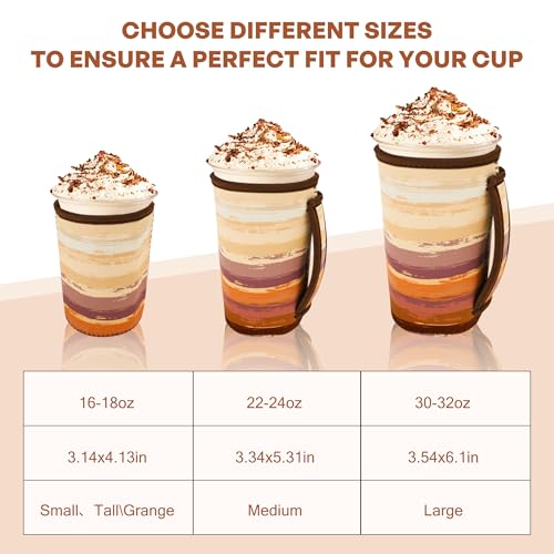 Image of 3Pk Reusable Coffee Sleeves, Neoprene, Floral Print Fits 16-32oz
