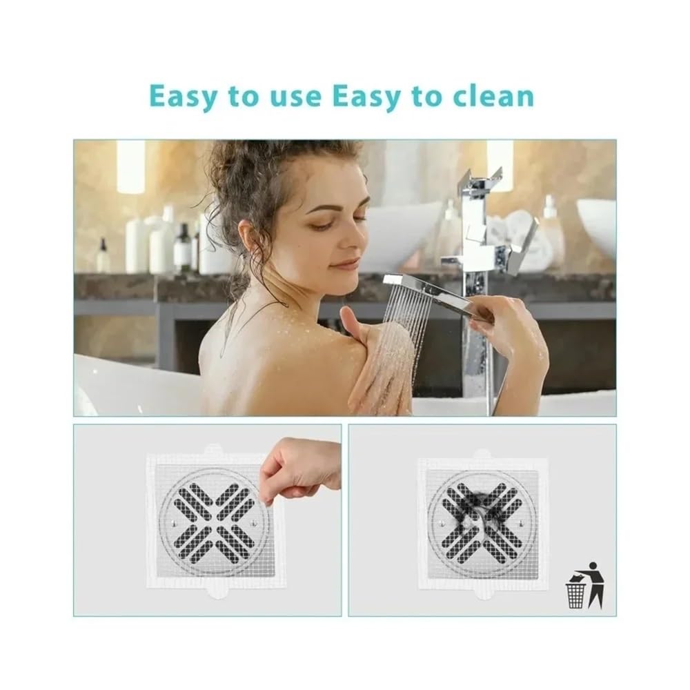 Colador de pelo desechable de malla de drenaje para baño, filtro antibloqueo, adhesivo de drenaje de suelo, cubierta de ducha, colador de fregadero de cocina (A (9 cm), 30 unidades