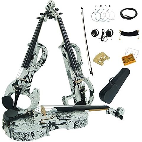 Aliyes Acoustic Violins Full Size Solid Wood Intermediate White Flowers Violin Kit For Beginners With Case,Shoulder Rest,Bow,Rosin,Extra Bridge And Strings(ALYSDS-1310) Cover