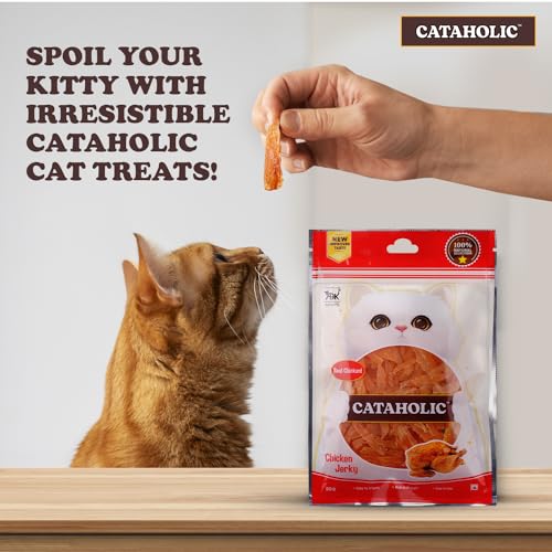 Image of Cataholic Soft Chicken Jerky Sliced 50 G Premium Protein Treats for Cats High-Protein, Low-Fat Tasty & Nutritious Cat Snack (Pack of 6),All Life Stages