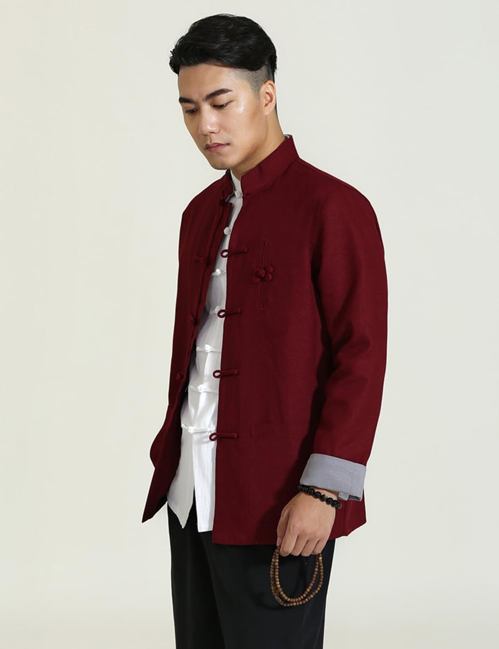 Ystylee Mens Tang Suit Jackets Mandarin Collar Handmade Frog Buttons Lightweight Chinese Traditional Clothes - Image 3