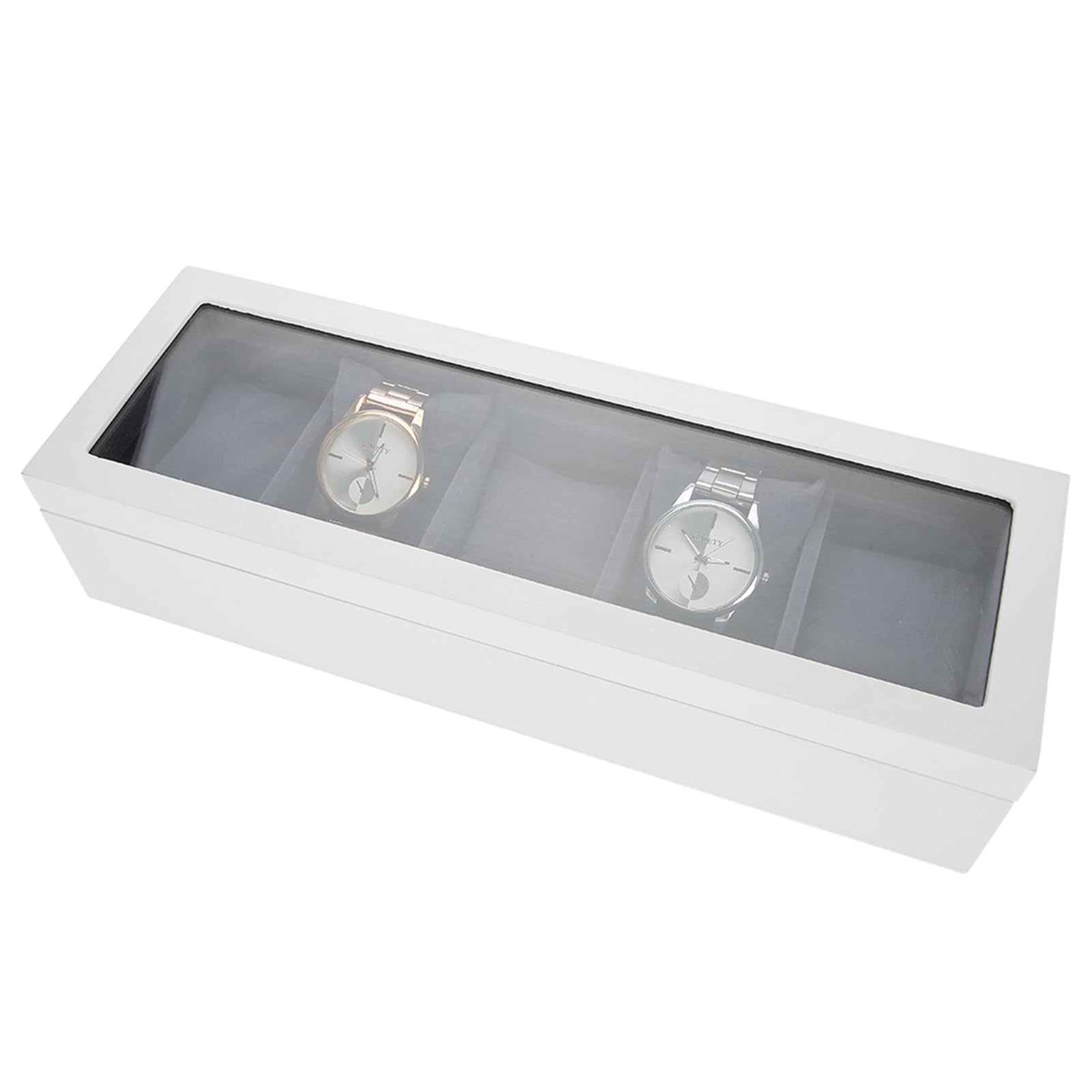 Caja de Almacenamiento de Relojes de 5 Rejillas con Almohadas Suaves para Exhibir Relojes y Joyas en un Diseño Elegante para Uso Doméstico o Tienda de (WHITE)