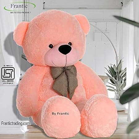 Frantic Teddy Bear with Neck Bow Premium Quality Soft Plush Fabric in Light Pink Color � 4 Feet