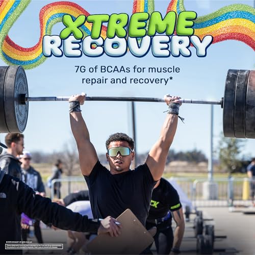 Image of Xtend Original BCAA Powder, 7g BCAAs and 2.5g L-Glutamine for Muscle Recovery, Hydration, and Lean Muscle, Sugar Free Intra and Post Workout Drink, Airheads Xtreme Rainbow Berry, 30 Servings