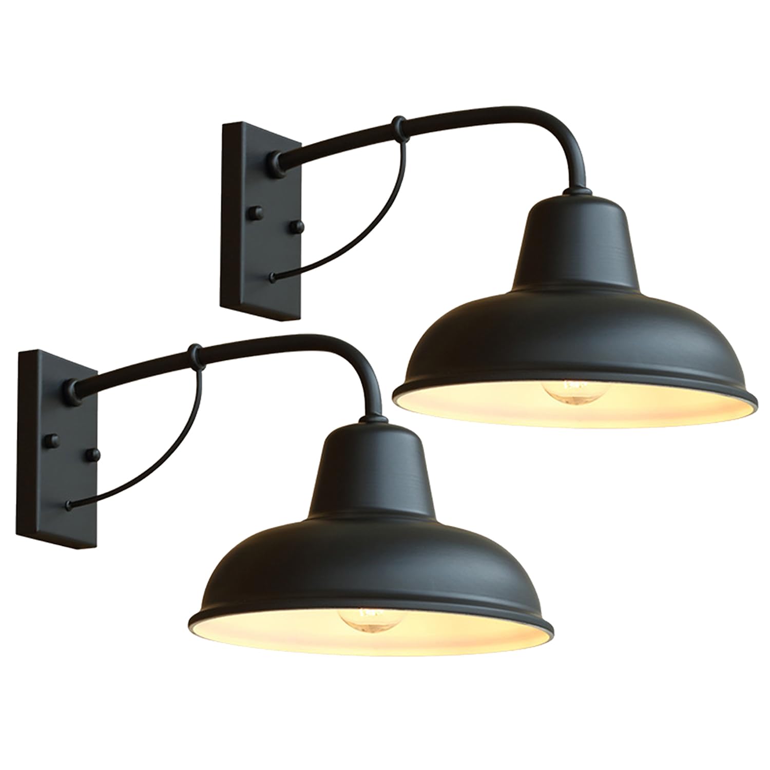 2 Pezzi Retro collo d'oca Applique da parete per esterni Impermeabile Antiruggine Applique da parete per portico Nero 10,2" Luce vintage da fienile per portici garage patii