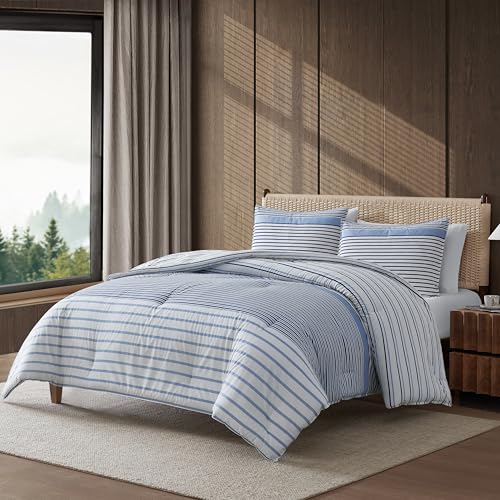 Eddie Bauer Full/Queen Cooper Stripe Blue Duvet Cover Set