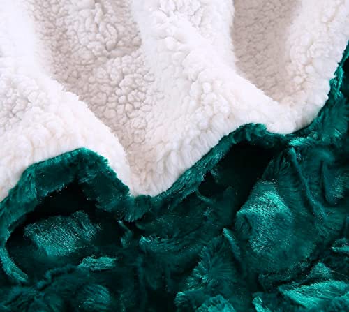 Dada Bedding Collection BL-171805-50X60 Dada Bedding Lavish Emerald Teal Green Faux Fur Fuzzy Throw Blanket - Mermaid Scales Design White Sherpa Backside thumb #5