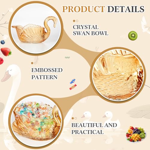 Patelai 9.8'' x 5'' Crystal Swan Bowl Decorative Centerpiece Glass Bowl for Candy Dish Flower Vase Fruits Table Decoration by Patelai - Image 3
