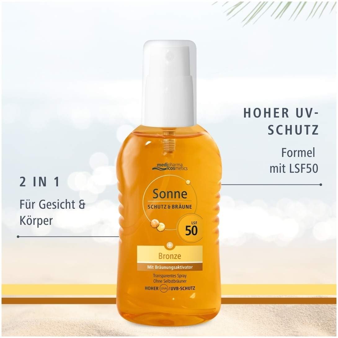 Doppelpack: Sonne Schutz&Bräune Bronze Pump-Spray LSF 50 - Sonnenspray mit Bräunungsaktivator - zur Unterstützung der