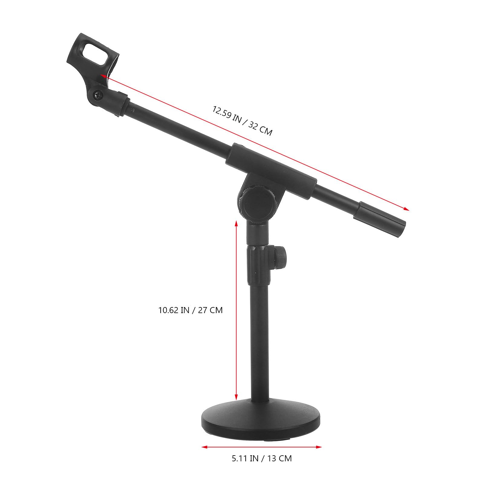 Soporte Altura Regulable de Micrófono para Mesa con Brazo Ajustable y Fácil de Usar y Base Redonda de Hierro Negro para Escritorio