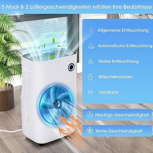 RELAX4LIFE Luftentfeuchter Elektrisch, 25L/ 24H, 6, 5 L Wassertank, Raumentfeuchter mit 5 Betriebsmodi & 3- farbiges LED- Licht, Lufttrockner mit Ablaufschlauch, für Raum 35- 40 m², 24H Timer-2