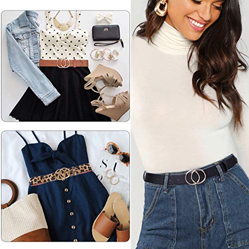 Xzqtive 2Pack Women Belts For Jeans Dresses Pants Ladies Leather Waist Belt With Gold Buckle #TOP6