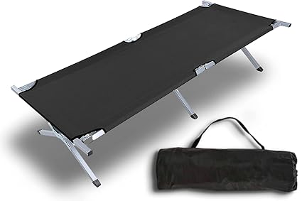 HKV Heavy Duty Lightweight Folding Camping Cot Bed, Foldable Portable Sleeping Cot for Adult, Patio, Beach, Hiking, Camping, Travel, Office Nap, Outdoor, Indoor (Folding Camping Cot)