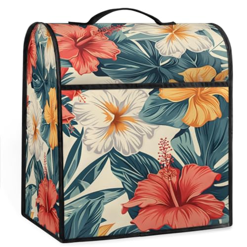 Coffee Maker Cover Vintage Tropical Flower Kitchen Appliance Covers Small Appliance Covers Blender Cover Juicer Cover Dust Covers for Kitchen Appliances with Top Handle and Pockets,Washable,B396