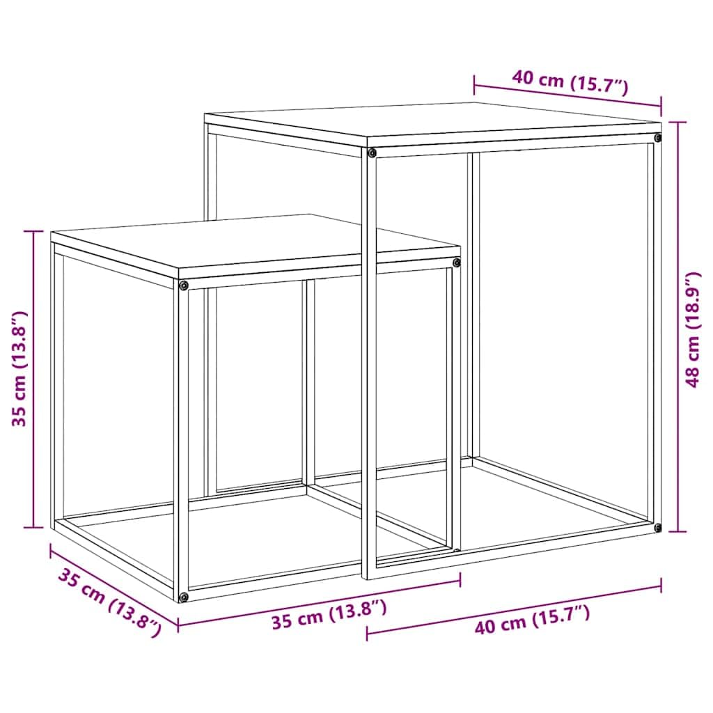vidaXL Set di Tavolini 2 pz in Legno Multistrato e Metallo