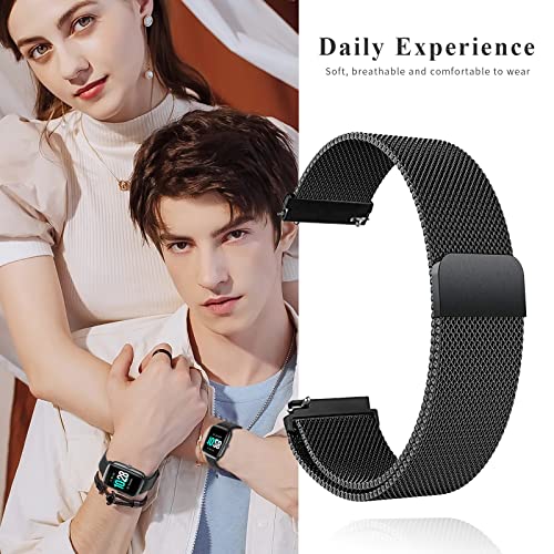 Snyeest Magnetic Bands Compatible With 19Mm Id205L Veryfitpro Smartwatch, No Buckle Design, Stainless Steel Mesh Loop Replacement Strap For Men Women For Id205L, Id205G Id205 Id205U Id205S, Black #TOP3